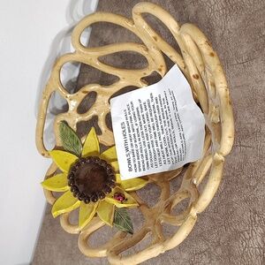 Sunflower Bread Baking Bowl Artesian Bowls with Holes NEW